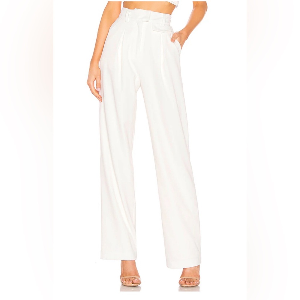 LPA Carlotta Pant Ivory Pleated Wide Leg  Slacks Sz S